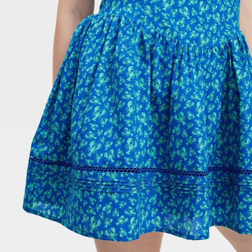 Roller Rabbit x Target Lobsters Drop Waist Mini Dress Cobalt Blue Size SMALL NWT - Picture 4 of 4